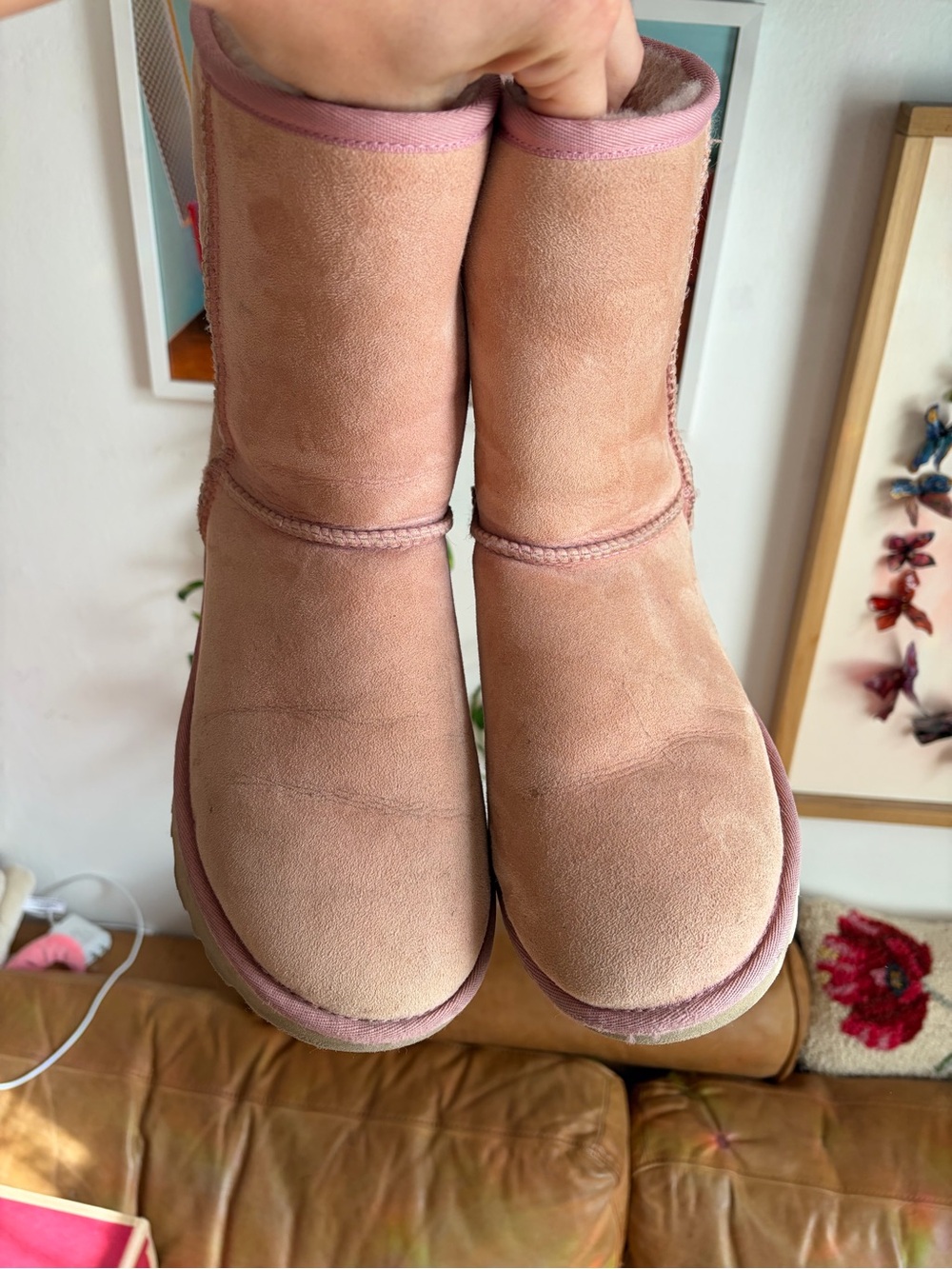 UGG classic short pink suede boots size 10